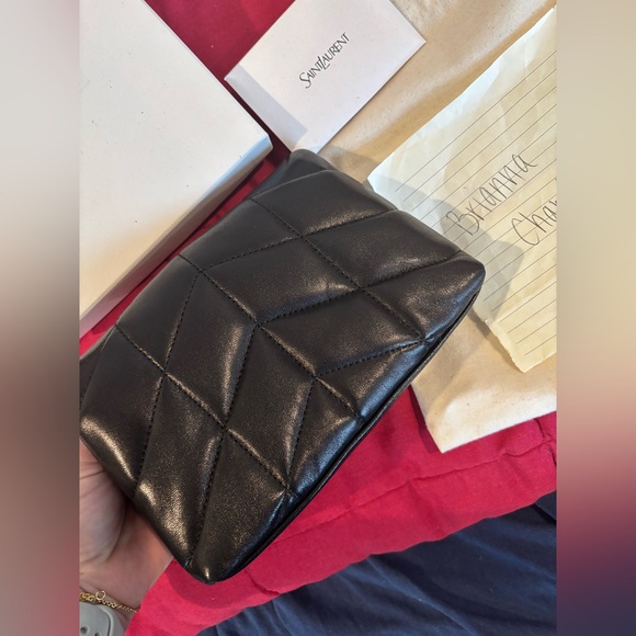 BNIB YSL 🖤 Lambskin Monogram Loulou Puffer Pouch Clutch Black w/ Black HDW - Picture 5 of 7